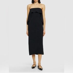 STAUD Black Strapless Dress